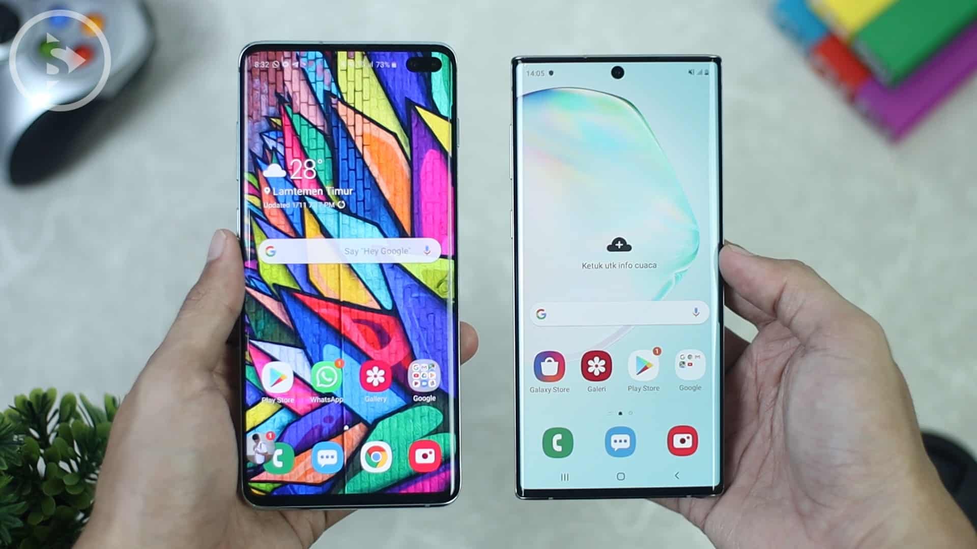 Perbandingan Ukuran Bezel Samsung Galaxy S10 Plus Prism Green Vs Samsung Galaxy Note10 Aura Glow - Unboxing HP Samsung Warna Indah Tahun 2020