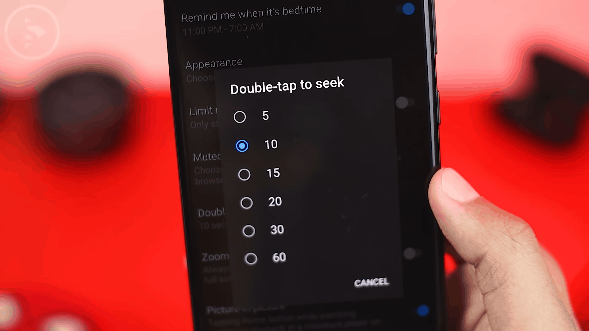 Change Double Tap to Seek Duration