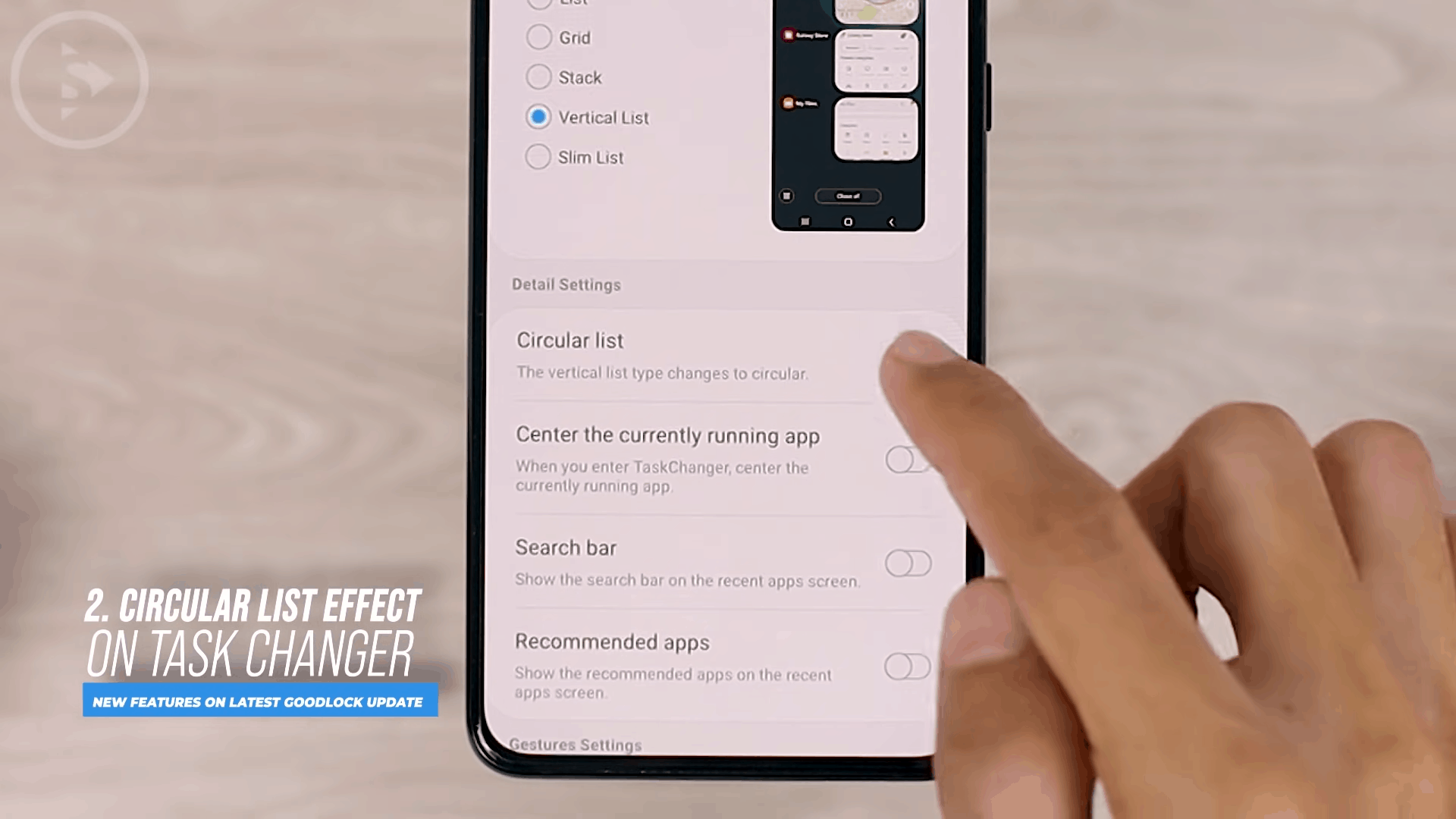 Circular List Effect on Task Changer - 8 Fitur Keren di Update Good Lock Terbaru April 2021